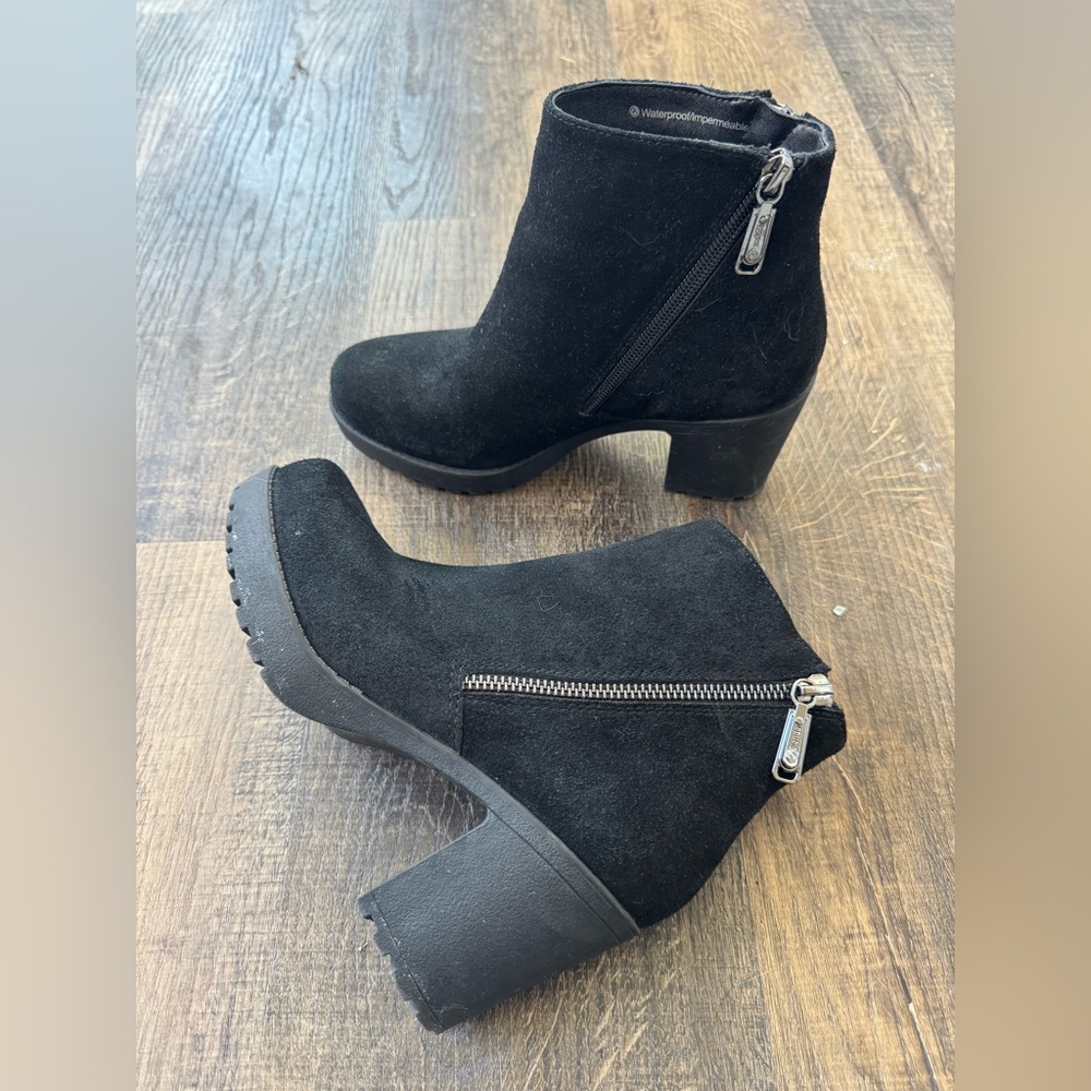 Blondo Black Skye Suede Ankle Booties with Zipper